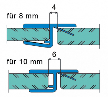 Duschtürdichtung mit 180° Frontanschlag für 8 - 10 mm Glasstärke (Festverglasung & Tür)