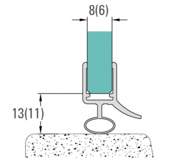 Duschtürdichtung mit Wasserabweiser und unterem Balg für 6 - 8 mm Glasstärke