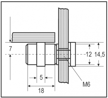 Glasbodenträger mit Gewindestift