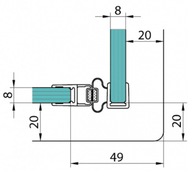 Duschtürdichtung mit 90° Magnetprofil für 6 - 8 mm Glasstärke