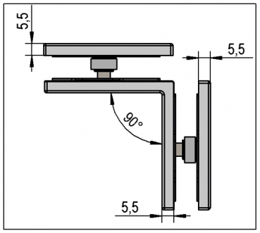 1 Paar Winkelverbinder Juna Glas-Glas 90°  für 6 - 10 mm Glasstärke