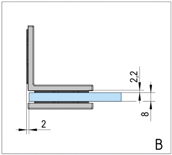 1 Paar Winkelverbinder Juna Glas-Wand 90° für 6 - 10 mm Glasstärke